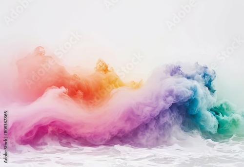 Colorful cloud of rainbow colored smoke floating in the air, creating a dynamic and abstract scene photo