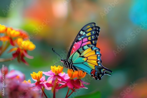 Colorful butterfly on a flower in summer