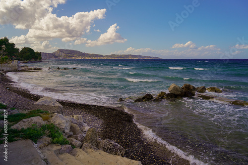 beach of Argassi in Zakinthos island , greece photo