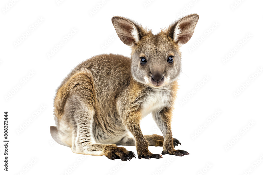 A cute baby kangaroo is sitting on the ground, looking at the camera with its big, round eyes. It has a soft, brown fur and a long, pointed tail. A cute baby kangaroo is sitting on the ground, looking at the camera with its big, round eyes. It has a soft, brown fur and a long, pointed tail.