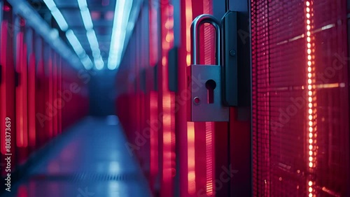 A closed and locked data center symbolizing the importance of securing sensitive information from cyber threats. . photo