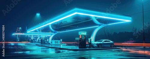 futuristic electric car refueling station