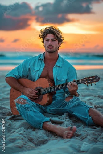 An attractive man playing a...