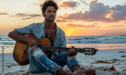An attractive man playing a...