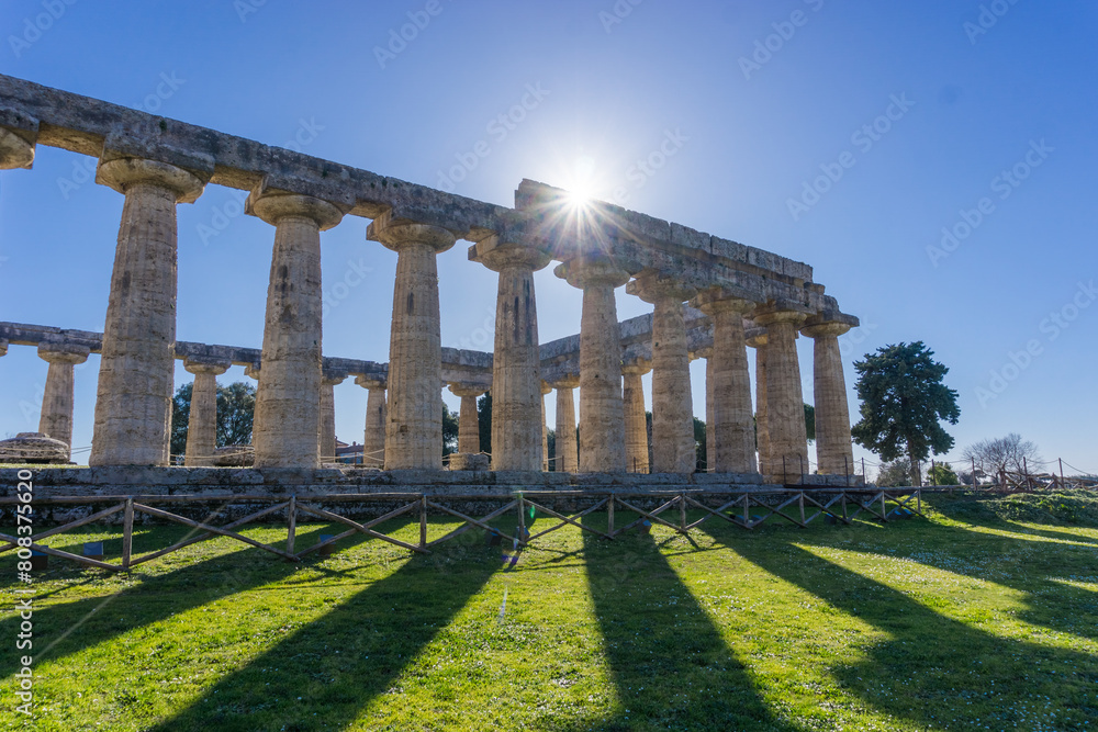 Φωτογραφία Temple of Hera at famous Paestum Archaeological UNESCO World Heritage Site, Prov