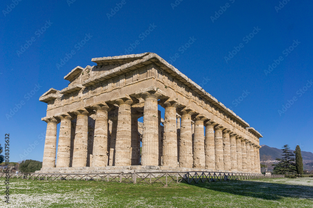Temple of Hera at famous Paestum Archaeological UNESCO World Heritage Site, Province of Salerno, Campania, Italy Temple of Hera at famous Paestum Archaeological UNESCO World Heritage Site, Province of Salerno, Campania, Italy
