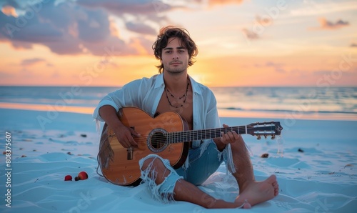 An attractive man playing a...
