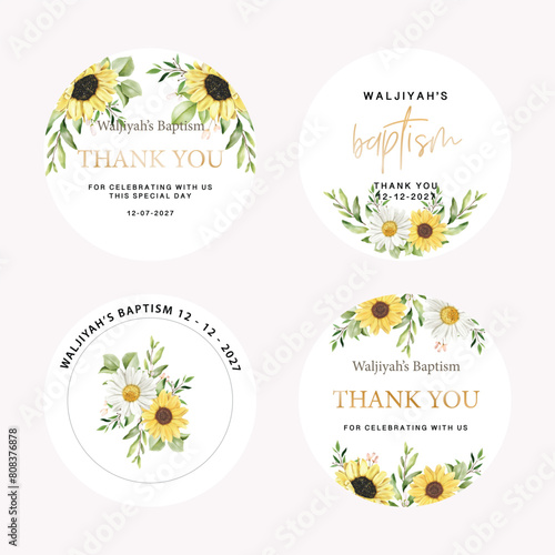 beautiful sun flower labels design 