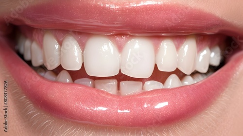 miling female mouth with shiny healthy white teeth