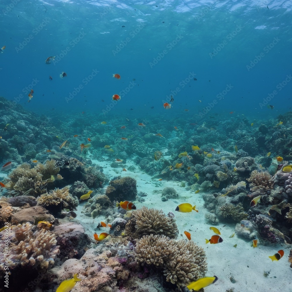 crystal clear ocean with colorful fish