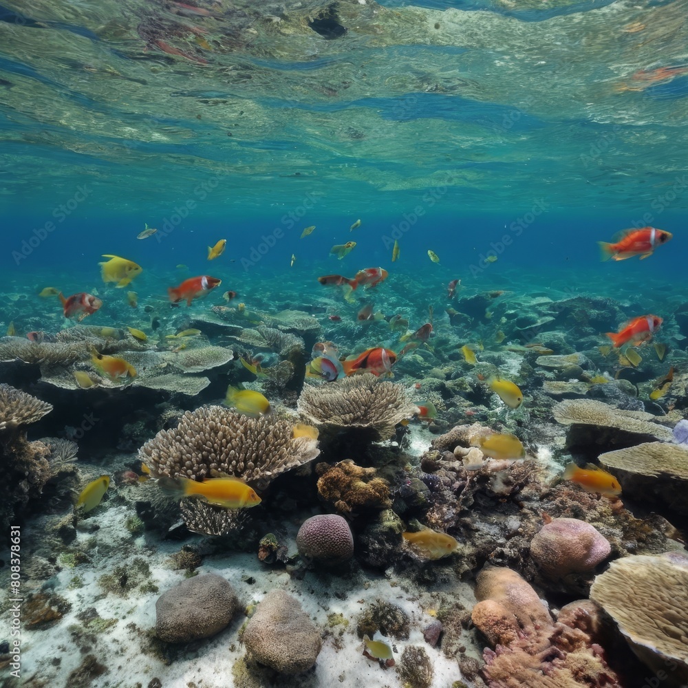 crystal clear ocean with colorful fish crystal clear ocean with colorful fish