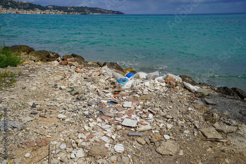 trash and rubbish on the shore 