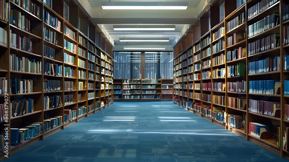 Bookshelf inside public library
