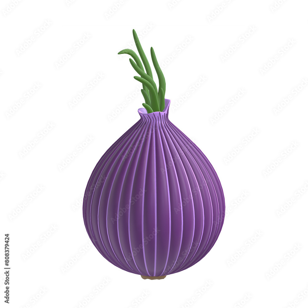 Onion 3D Vegetable Icon with Transparent Background