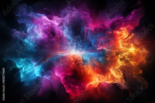 Colorful explosion of smoke and energy