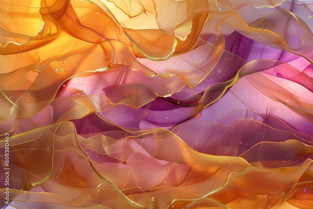 Naklejka premium Natural luxury abstract fluid art painting in alcohol ink technique. Tender and dreamy