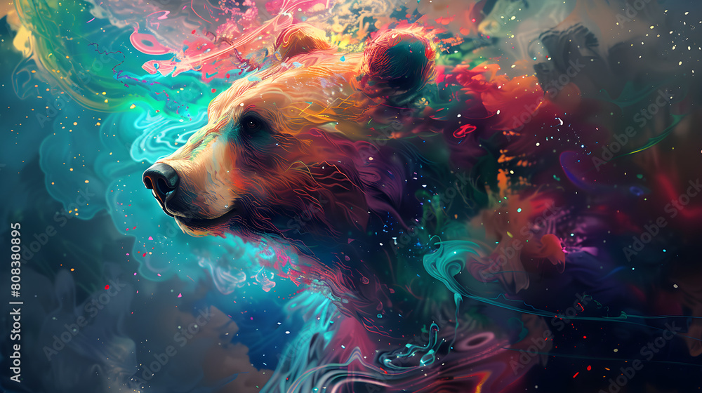 Fototapeta premium A bear made of colorful paint splashes