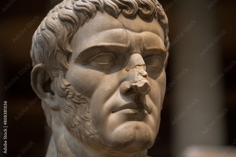 Close-up of an ancient stone sculpture head Close-up of an ancient stone sculpture head
