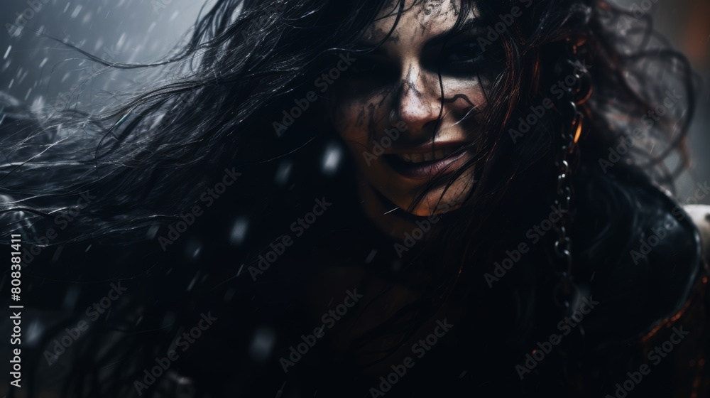 woman with wet hair in the rain woman with wet hair in the rain
