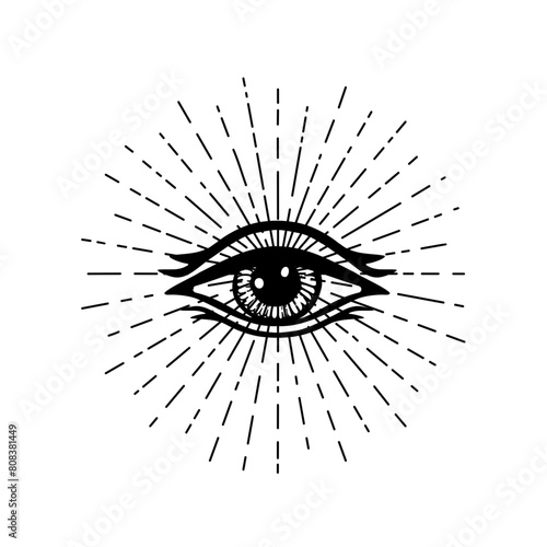 Blackwork tattoo flash. Eye of Providence. Masonic symbol. All seeing eye ins...
