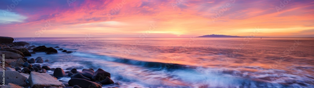 Vibrant sunset over serene ocean landscape Vibrant sunset over serene ocean landscape