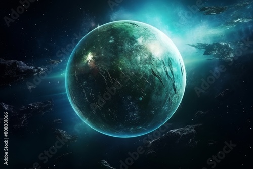 Stunning alien planet in deep space