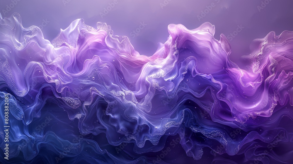 Ethereal purple and blue waves in abstract design