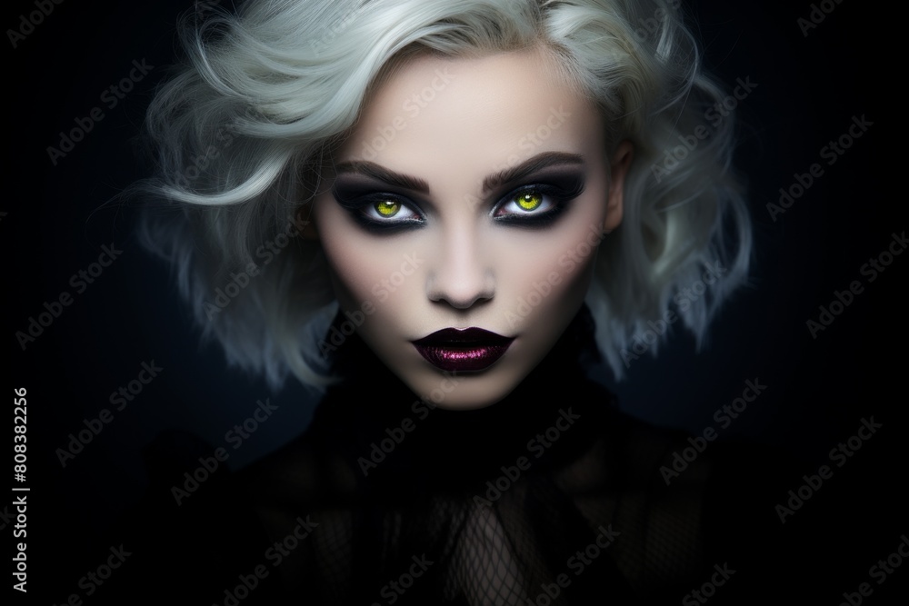dramatic portrait of a woman with striking makeup and hair dramatic portrait of a woman with striking makeup and hair