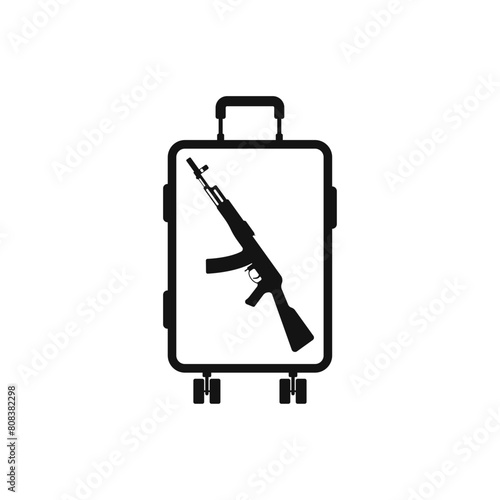 weapon gun in luggage x ray icon