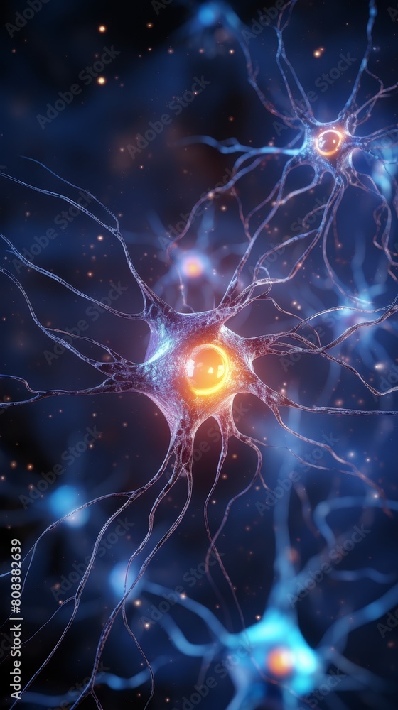Glowing neural network connections in the brain Glowing neural network connections in the brain