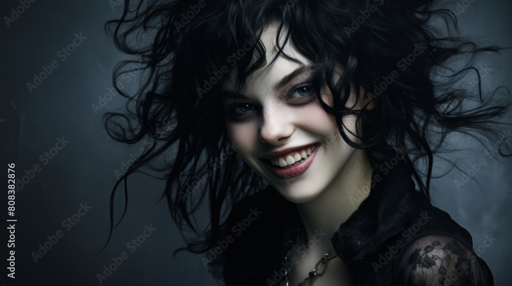 Captivating dark-haired woman with striking blue eyes Captivating dark-haired woman with striking blue eyes