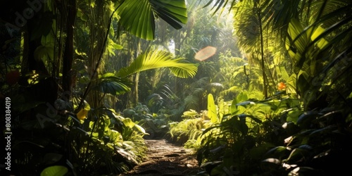 Lush tropical jungle path