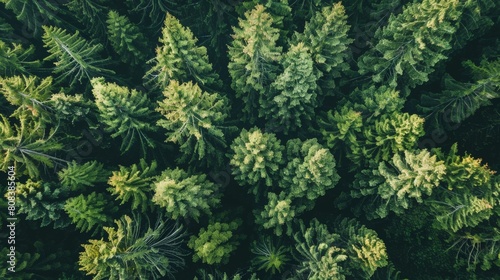 Aerial Symphony: Majestic Pines Forest from Above