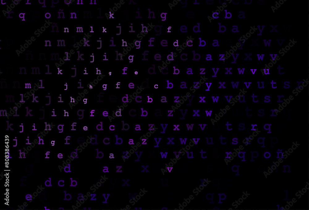 Dark purple vector template with isolated letters. Dark purple vector template with isolated letters.