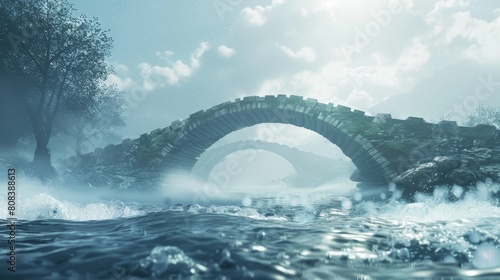 The Support Bridge, sturdy bridge spanning across a turbulent digital river 