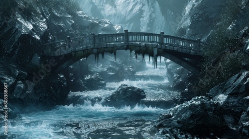 The Support Bridge  sturdy bridge spanning across a turbulent digital river 