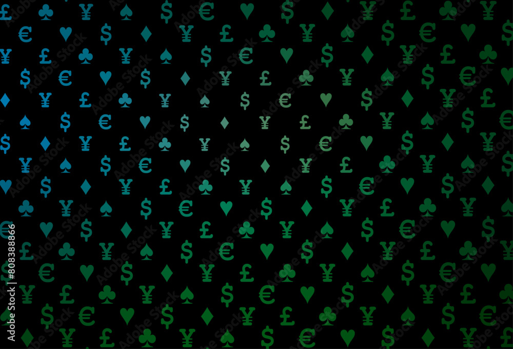 Dark blue, green vector cover with symbols of gamble. Dark blue, green vector cover with symbols of gamble.