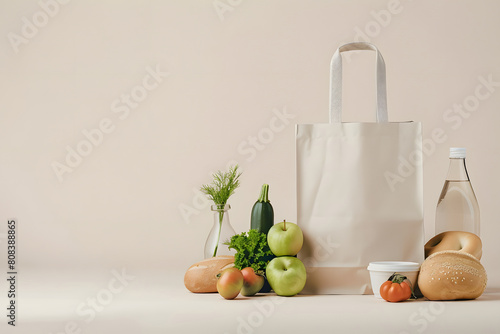 A minimalist mockup displaying a blank shopping bag and fashion items, ideal for presenting branding designs for clothing boutiques and fashion retailers