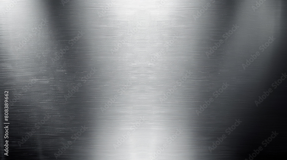 Obraz premium Grey metal sheet background, panoramic shiny stainless steel plate, abstract silver smooth surface. Theme of aluminum, chrome, texture and platinum materia