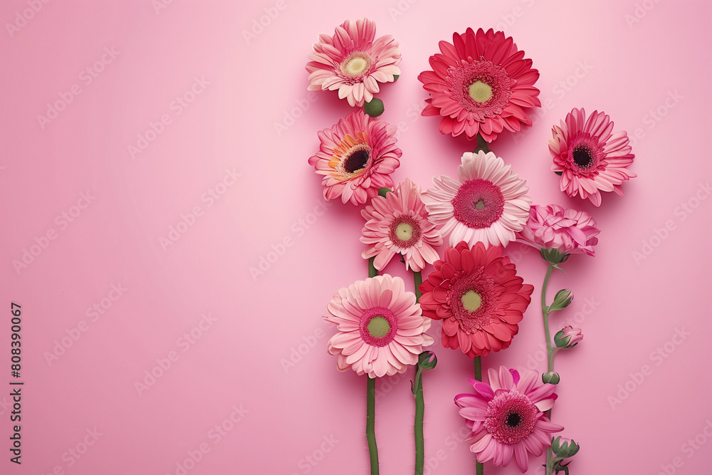 Background pink with Pink Flower. Copy space, Wallpaper and Wishing card