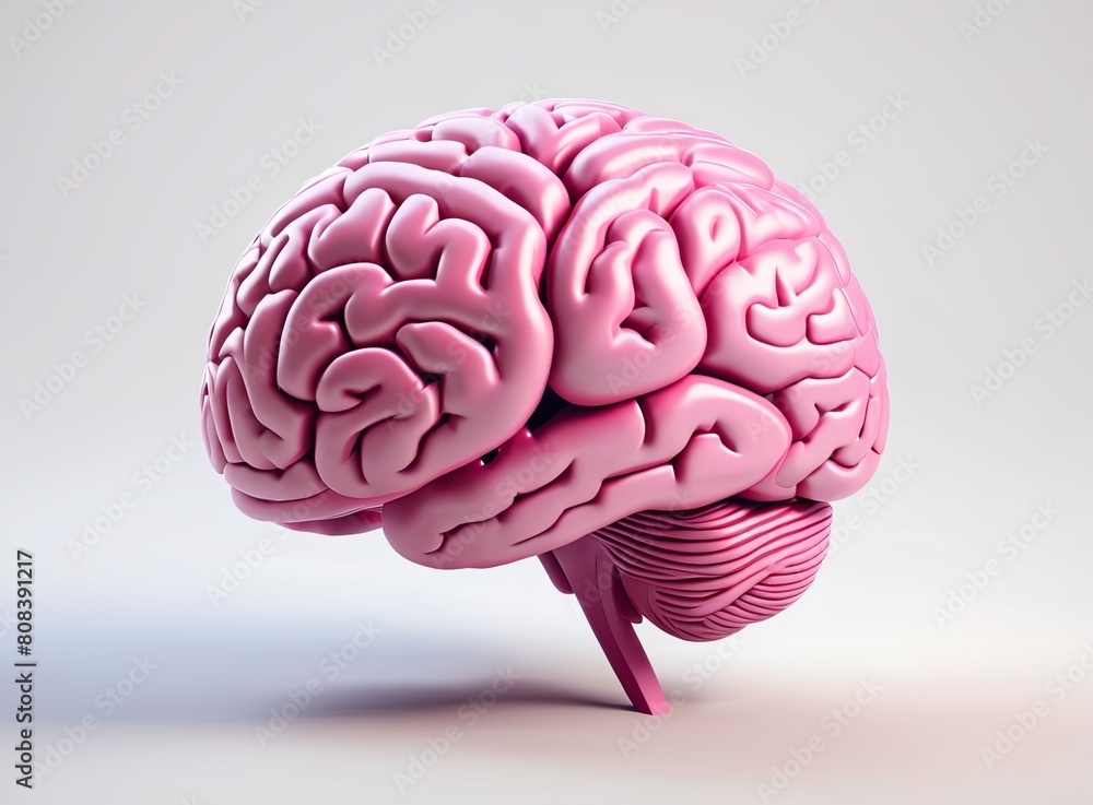 Pink brain in 3d style on a light background Pink brain in 3d style on a light background