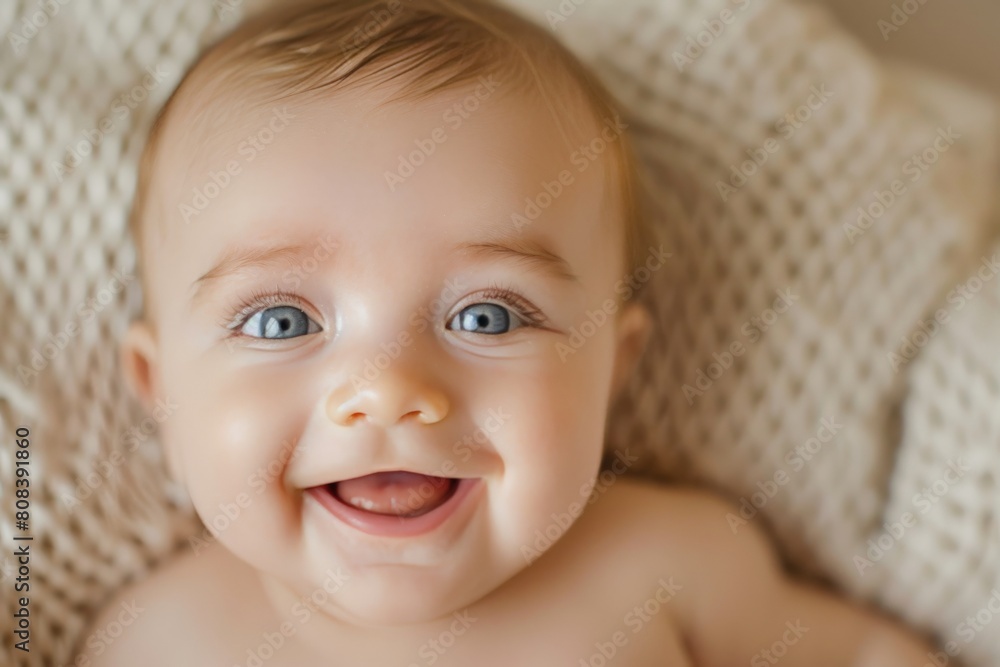 A portrait of a baby with a playful expression. The eyes are twinkling and the lips are curled into a smile. The baby is mischievous and fun-loving. A portrait of a baby with a playful expression. The eyes are twinkling and the lips are curled into a smile. The baby is mischievous and fun-loving.