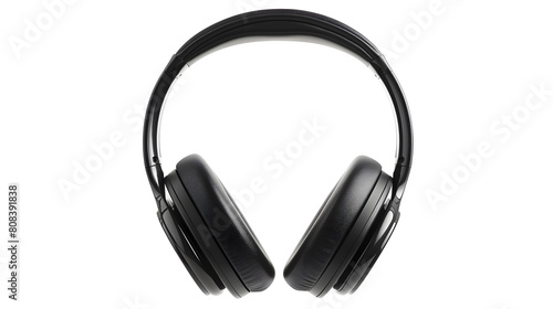 Black headphones isolated on white background. 