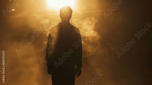 Silhouette of business man with ambitions photo