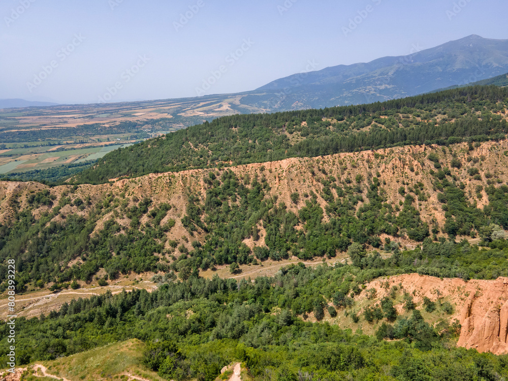 Aerial view of rock formation Stob pyramids, Bulgaria Aerial view of rock formation Stob pyramids, Bulgaria