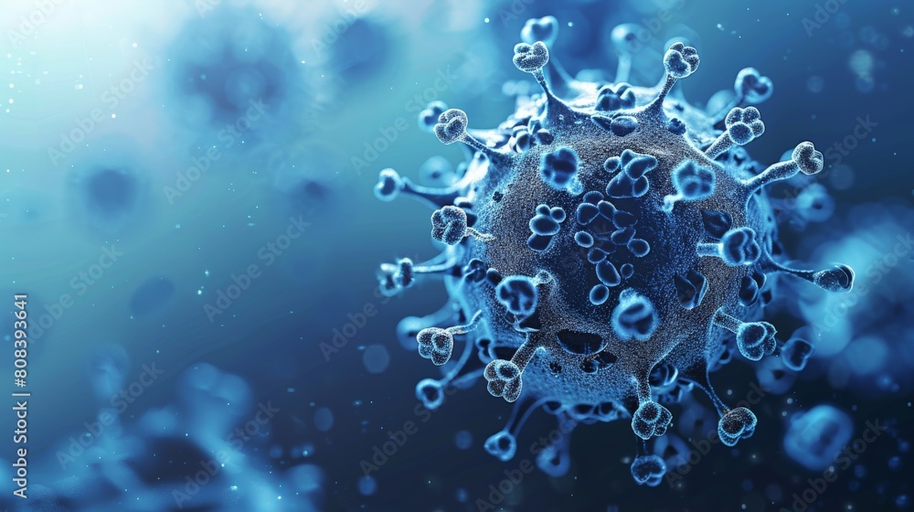 A close-up of a virus, showing its structure and how it replicates. The virus is a threat to humanity, and scientists are working to find a way to stop it. A close-up of a virus, showing its structure and how it replicates. The virus is a threat to humanity, and scientists are working to find a way to stop it.