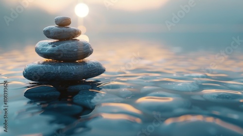 Rock stones balance calmly Water background c