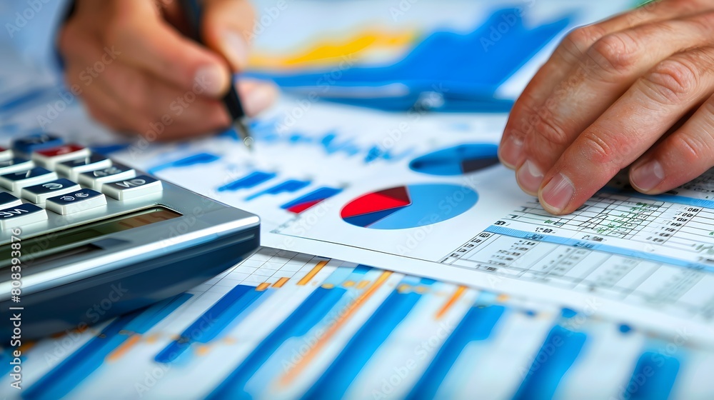 Business man with chart and coin