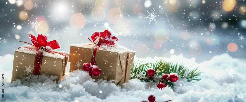 Merry Christmas and Happy New Year. Christmas scene with copy space. Anamorphic Video. Merry Christmas and Happy New Year. Christmas scene with copy space. Anamorphic Video.
