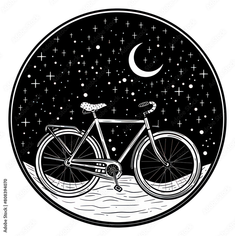 Fototapeta premium PNG Surreal aesthetic bicycle logo art transportation vehicle.